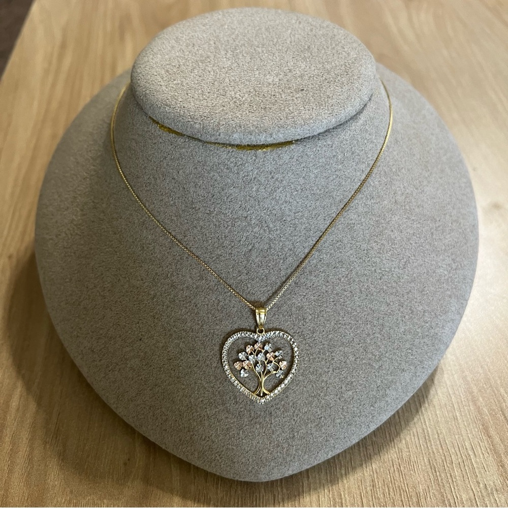 14k Gold Tri-Color Tree of Life Necklace